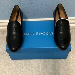 New Jack Rogers Women’s Leather Black Crocodile Embossed Loafers